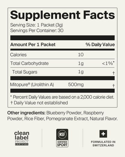 Timeline Mitopure Urolithin A Supplement Powder 500 MG- Clinically Proven Support for Healthy Aging and Cellular Renewal - Mitoceutical for Muscle Support and Longevity